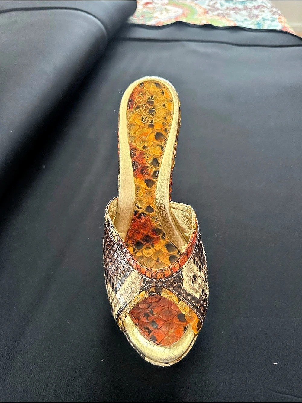 Gianfranco Ferre Brown & Gold Animal Print Platform Heels